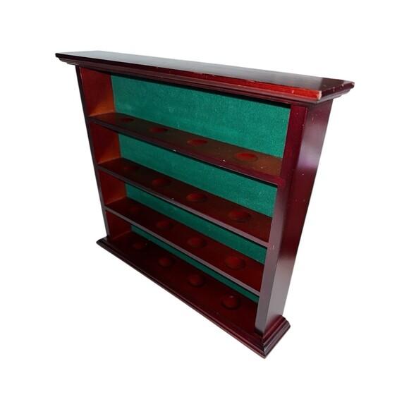 Vintage Mahogany Display Case Green Felt 16 Slot Round Divots - Picture 10 of 16